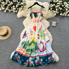 Light Luxury Graffiti Printing Slip Dress Women - Floral 4 - View 1