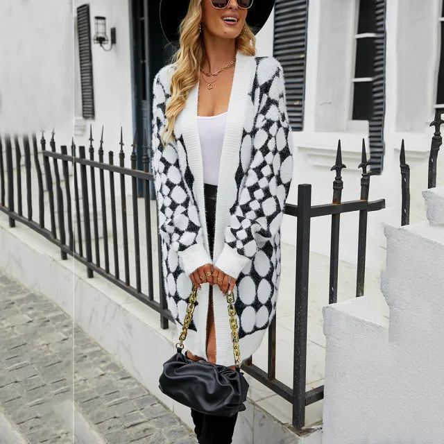 Autumn And Winter New Mink Fur Mid length Sweater Oversized Knitted Cardigan Coat White - Shop at LoveMi