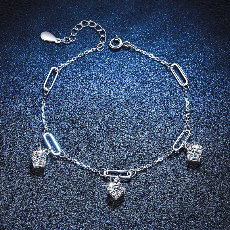 S925 Korean Style Versatile Niche 15 Karat D Color Moissanite Bracelet For Women