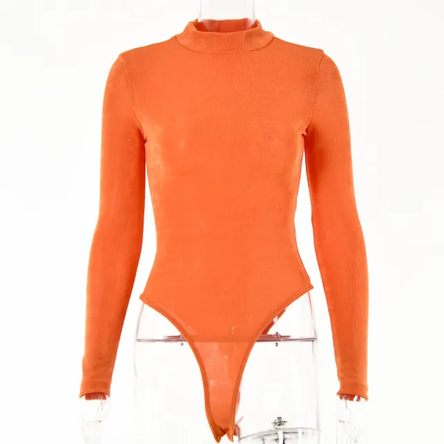 Women's Thickened Jumpsuit Long Sleeve Round Neck Bottoming Shirt Orange - Shop at LoveMi