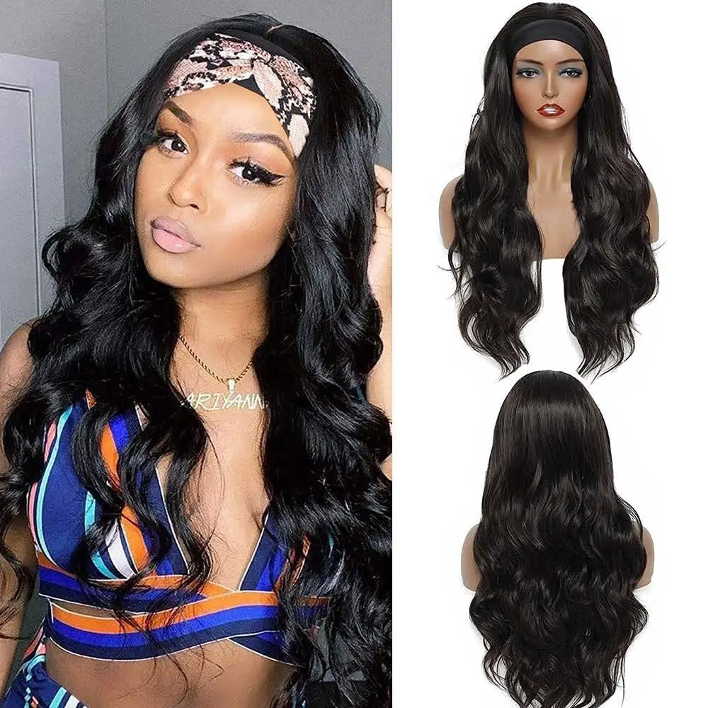 Body-wavy Multi-colored Rayon Headband Wig