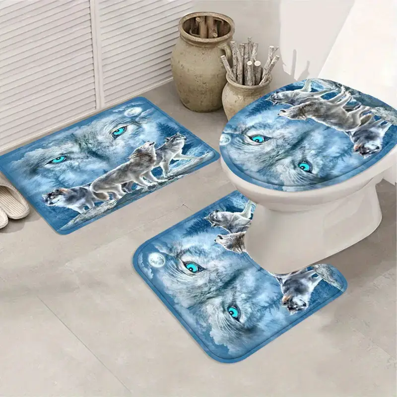 Line Winder Bathroom Polyester Shower Curtain Waterproof Peep-proof Partition Curtain Four-piece Set