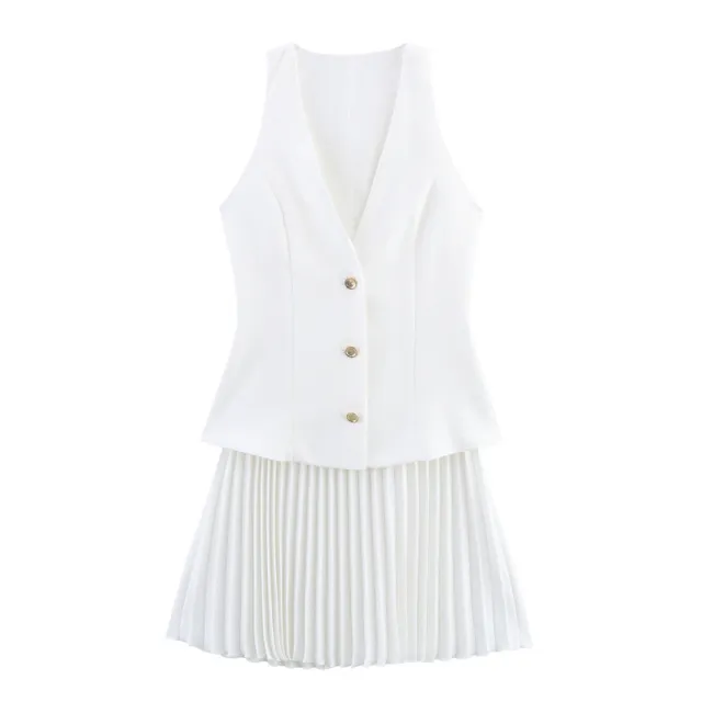 Women's Fashion Stitching Mini Sleeveless Dress - Shop at LoveMi