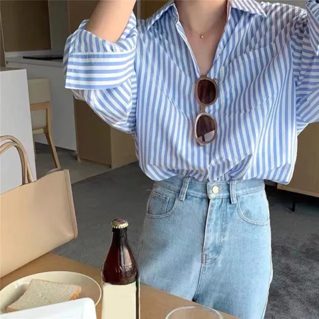 Fashion Casual Temperament Shirt Top For Women Blue - Shop at LoveMi