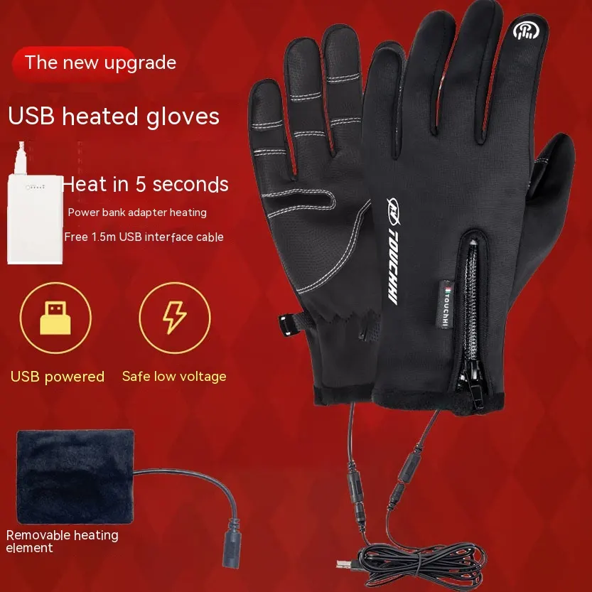 Heating Cycling Gloves Outdoor Polyester Men's