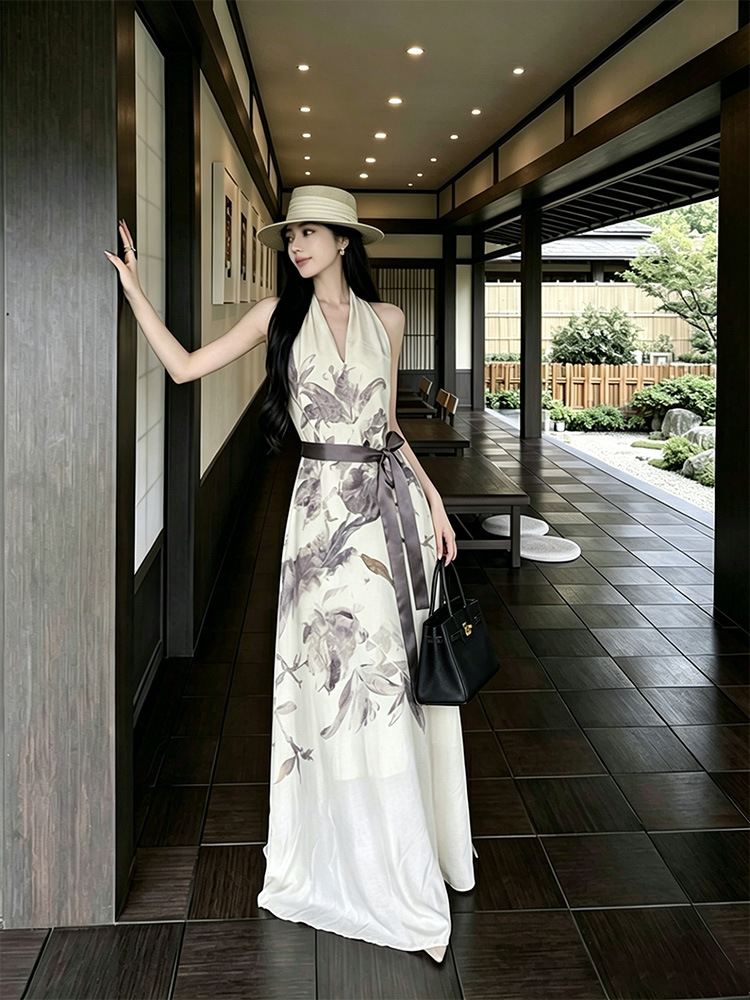 New Chinese-style V-neck Halter-neck Sleeveless Vest Dress 98a36186 118f 4b8f Aa1c 35024b5db842
