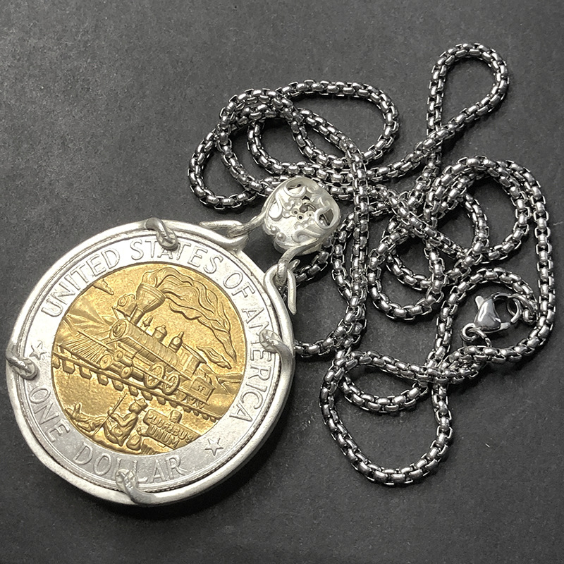 Wandering Coin Holy Cup European And American Style Maya Organ Brass Movable Coin Pendant Necklace