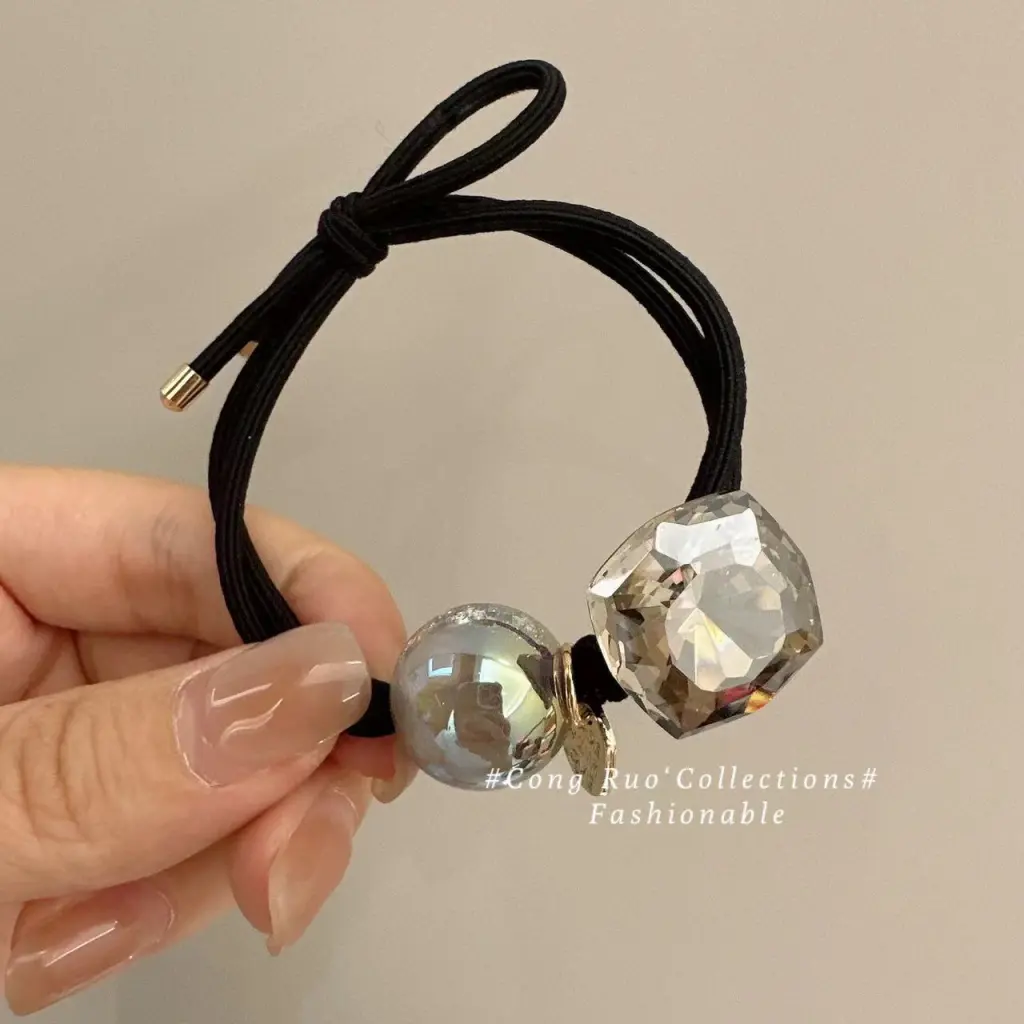 Simple Rubber Band Large Beads Durable Head Rope - Square Diamond Rubber Band