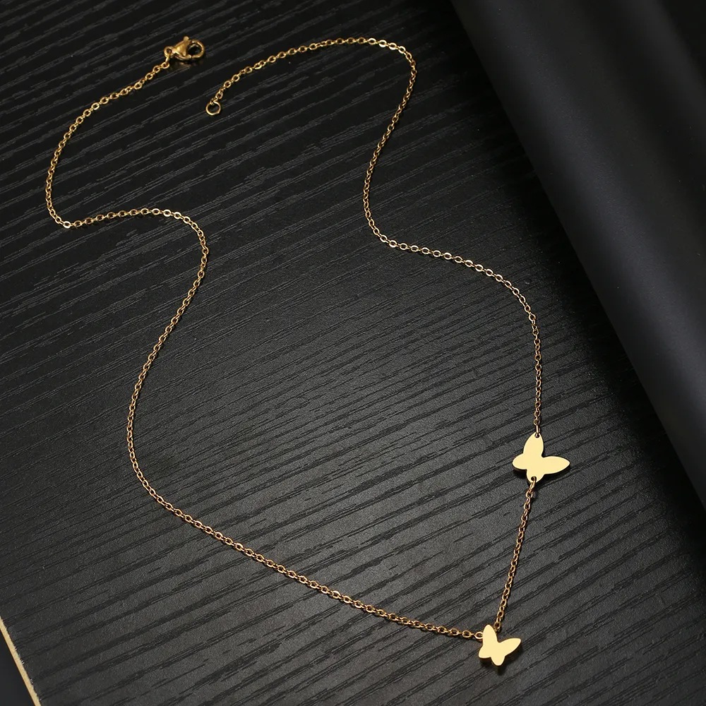 Stainless Steel Butterfly Pendant Sweet Temperamental All-match Niche Design Necklace — image 1