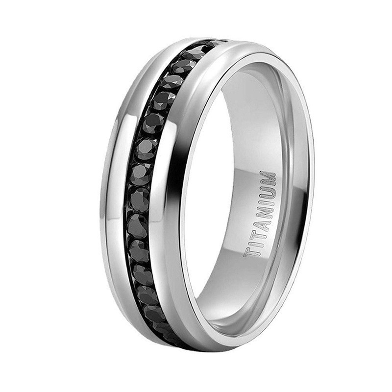 Stylish All-diamond Pure Titanium Couple Rings