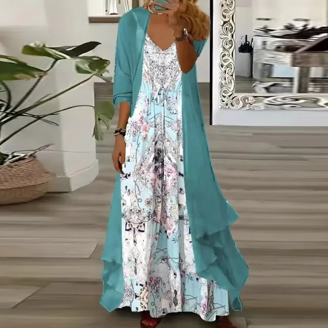 Women's Print Holiday Suspender Dress Two piece Set 17Style L - Shop at LoveMi