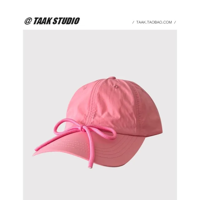 Bowknot Peaked Cap Female Sun Protection Bow Rose Red - Shop at LoveMi