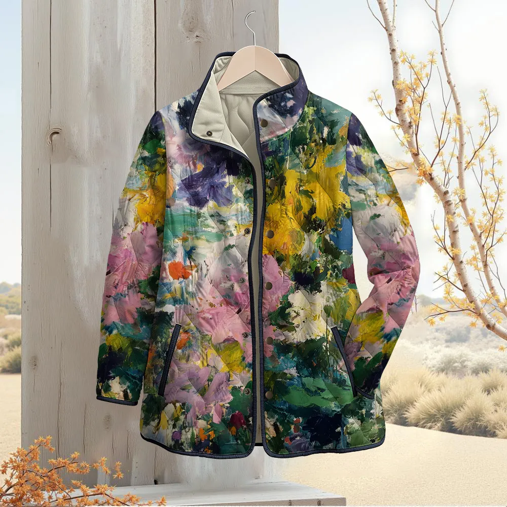 Womens Stylish Cotton-padded Coat With A Fashionable Print - 17 Style-2Xs