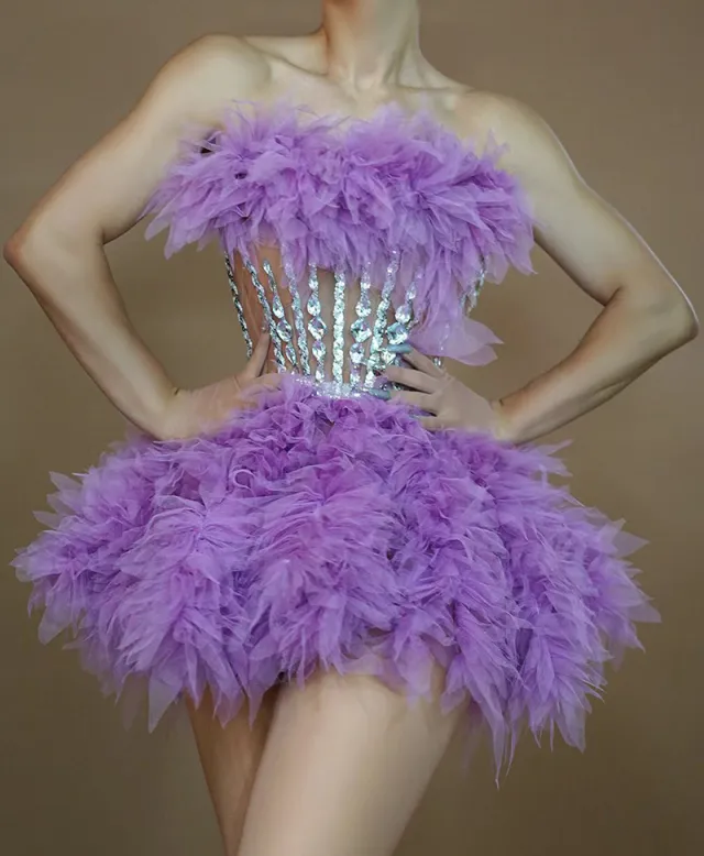 Women's Multi layer Lace Rhinestone Corset Pettiskirt Violet M - Shop at LoveMi