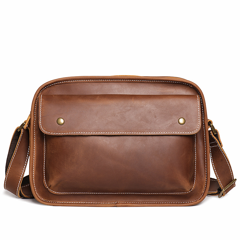 Men's Real leather Bag Cowhide Casual Simple Shoulder Brown - Shop at LoveMi