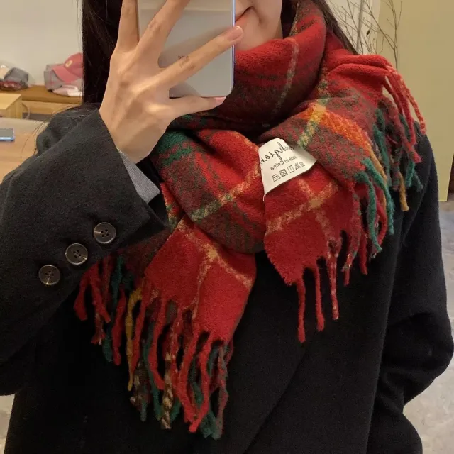Warm Thickened Couple Scarf Student Trendy High grade Shawl Christmas Red - Shop at LoveMi