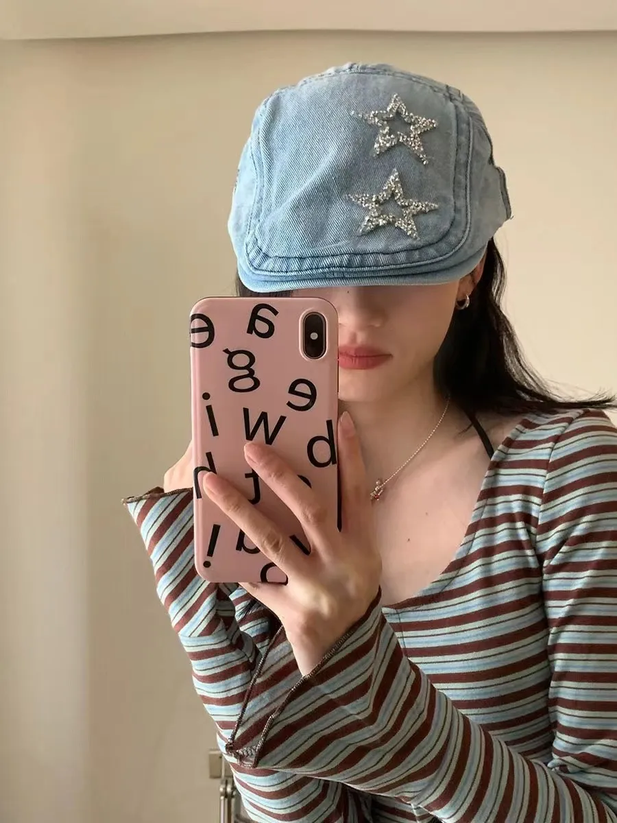 Blue Advance Hats Spring And Autumn Painter Cap Women's Casual Fashion - Star Hat Light Blue