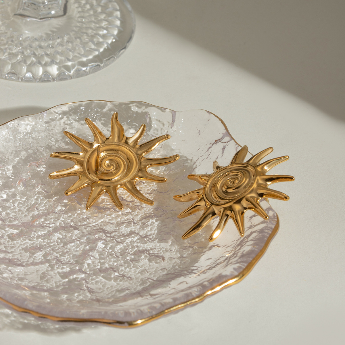 Stainless Steel Thread Sun Flower Ear Studs Niche Retro