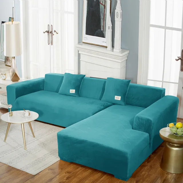 Silver Fox Velvet All inclusive Sofa Cover Turquoise Blue - Shop at LoveMi