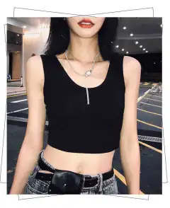 Short Midriff-baring Camisole Women's Summer All-matching - Black - View 1