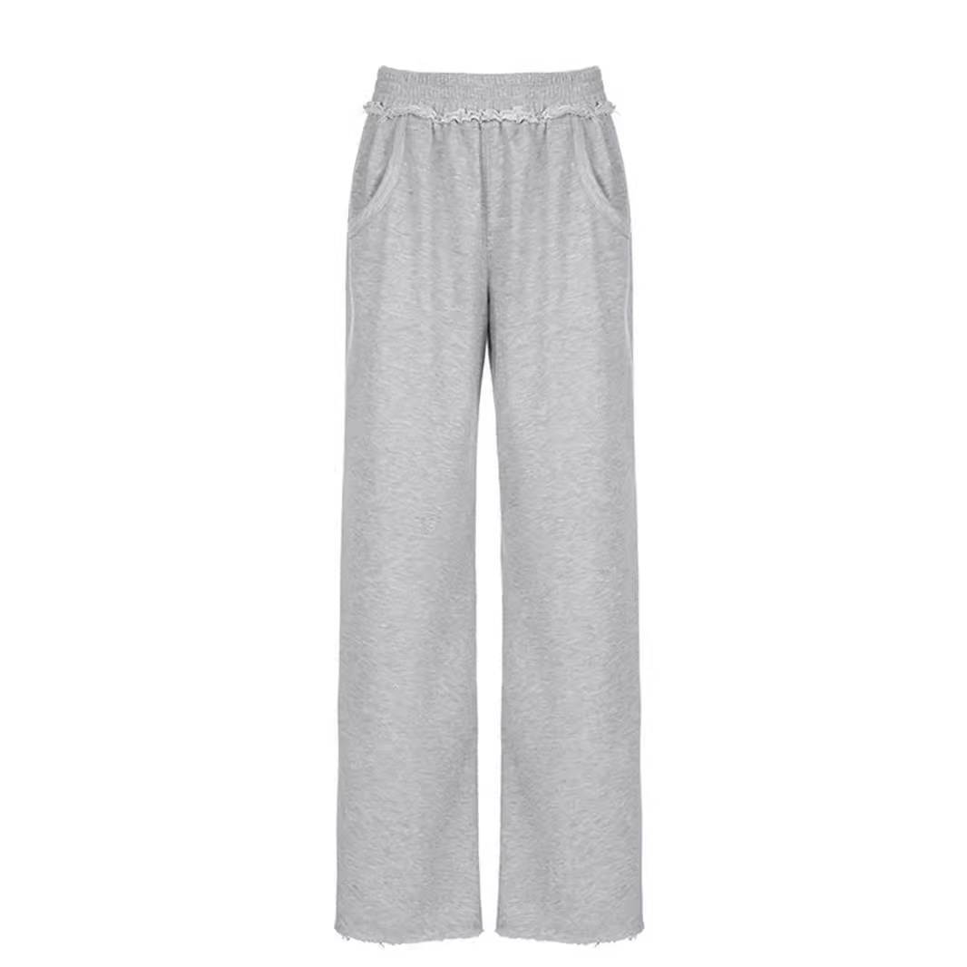 Fashion High Waist Loose Wide Legs Comfortable Gray All-match Commute Street Casual Pants For Women