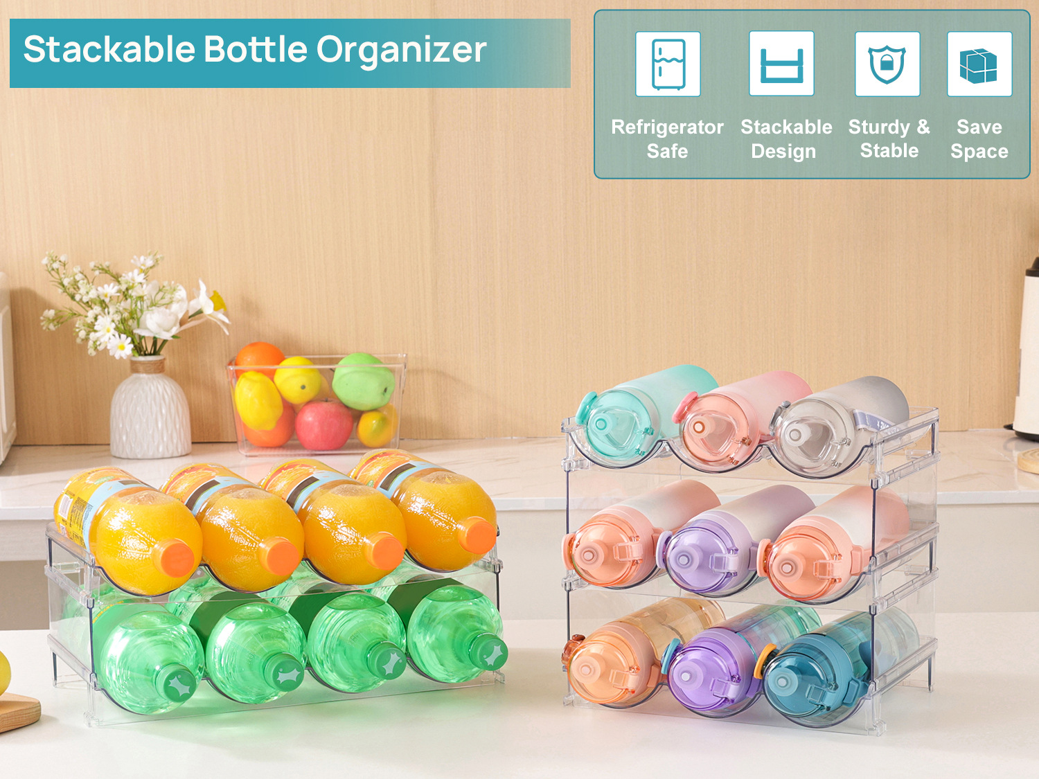 Title 1, Transparent Removable Water Bottle Storage Rack