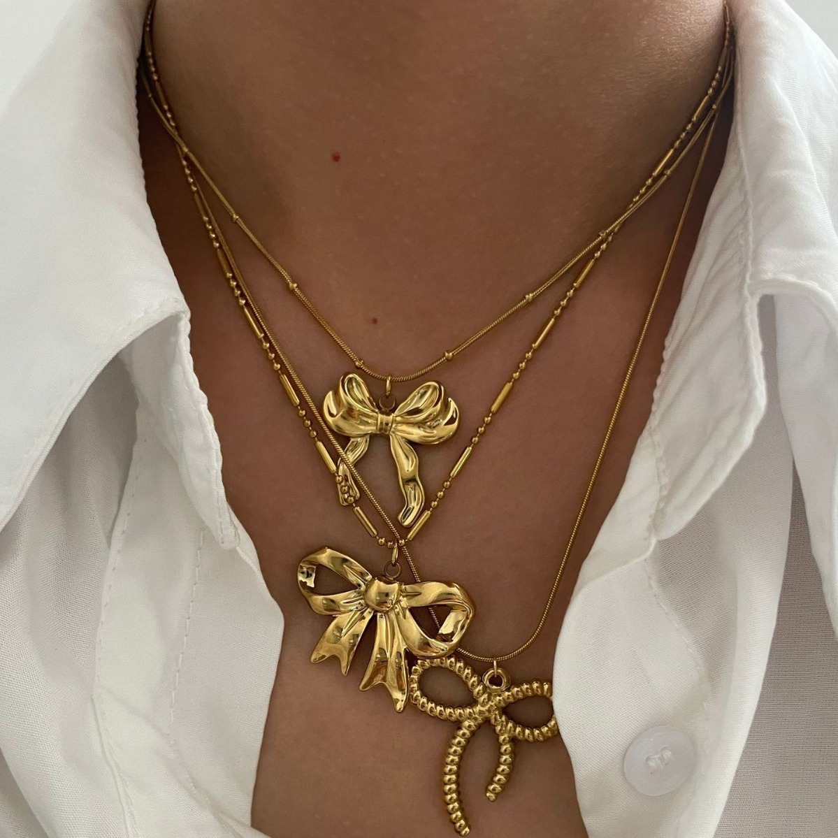 Fashionable Design Titanium Steel Bow Necklace