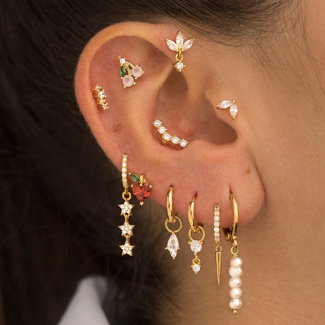 European And American Fashion Fruit S925 Silver Needle Geometric Light-Luxury Pearl Pendant Set