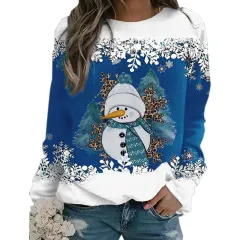 Fashion Christmas Snowman Round Neck Long Sleeve Women - Rhz3H231713S-Xs - View 1