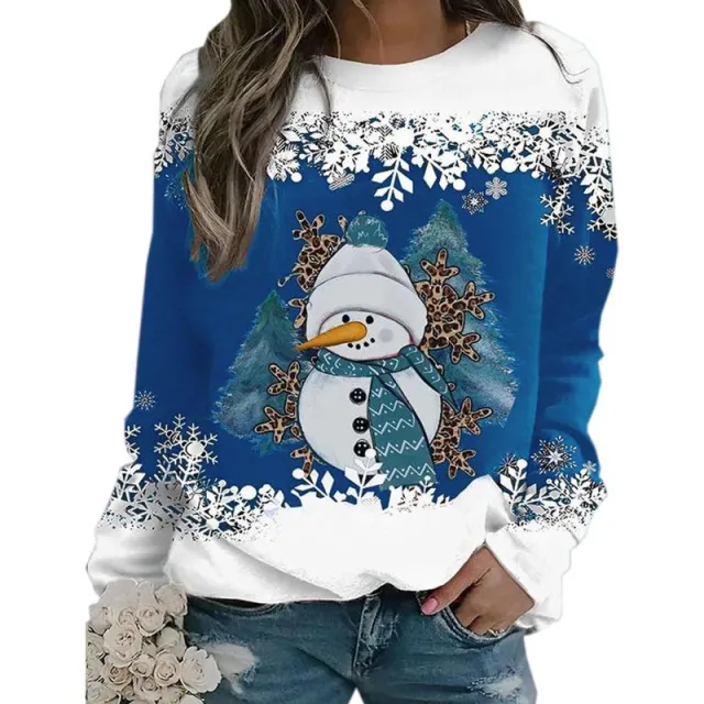 Fashion Christmas Snowman Round Neck Long Sleeve Women Rhz3H231713S Xs - Shop at LoveMi