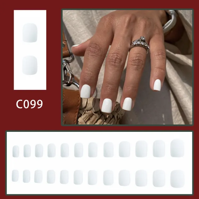 Wear Simple Frosted White Short Nail Tip Patch C099 - Shop at LoveMi