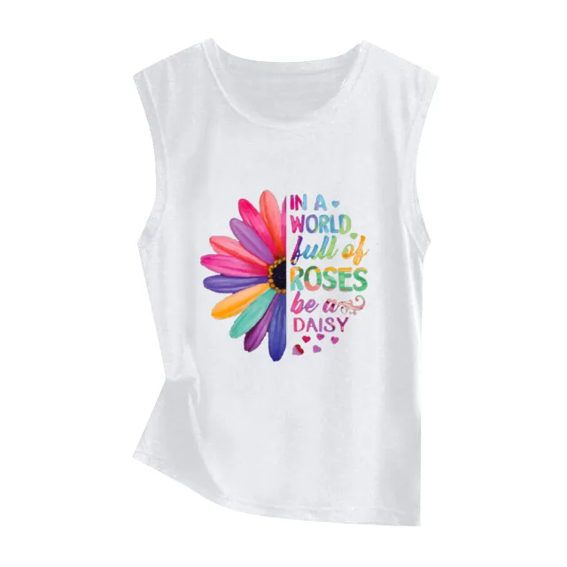 Sunflower Print Sleeveless Women's Vest Butterfly Top 45920 Xl - Shop at LoveMi