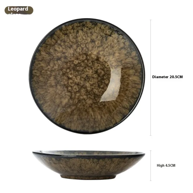 Ceramic Creative Household Round Dinner Plate Leopard Glaze - Shop at LoveMi