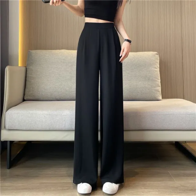 Women's Thin Suit Wide Leg High Waist Pants Loose Black - Shop at LoveMi