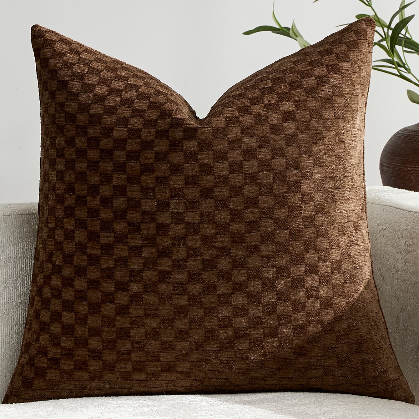 Chenille Three-dimensional Small-check Throw Pillow Sofa Cushion Cover Solid Color — foto 10