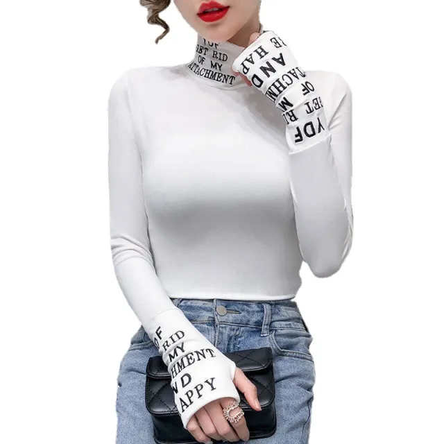 Half Turtleneck Black Bottoming Shirt Autumn And Winter New Fashion European White - Shop at LoveMi