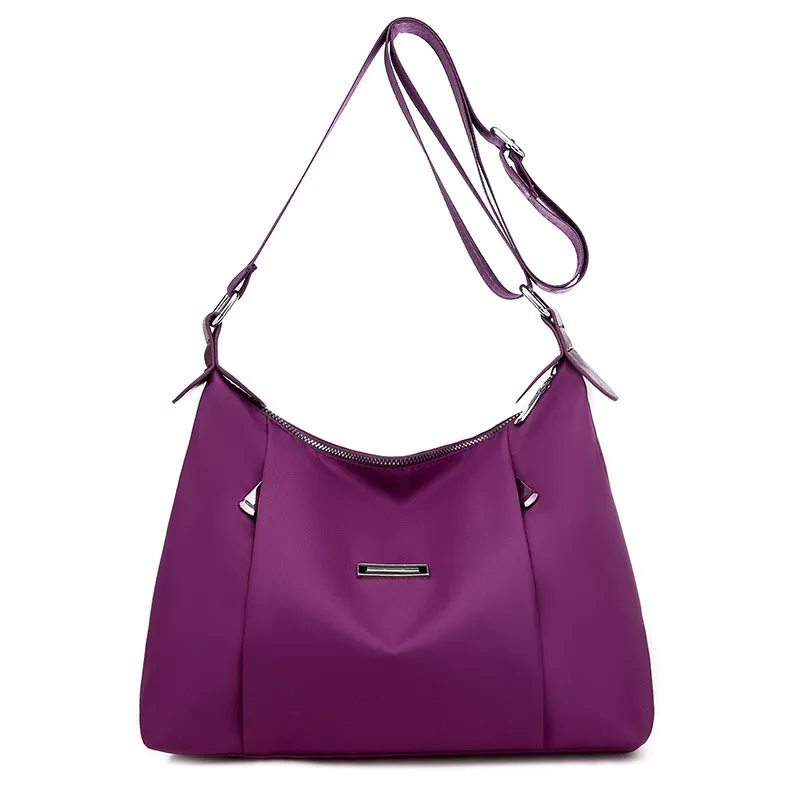 Fashion Oxford Cloth Shoulder Bag Simple Women's Crossbody Bag - Purple
