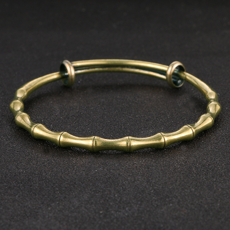 National Fashion Vintage Brass Bamboo Women's Solid Brass Chinese Adjustable Bracelet Gift