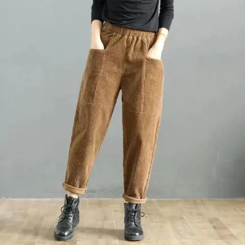 High-waisted Plus-size Casual Pants Loose Slim Harem