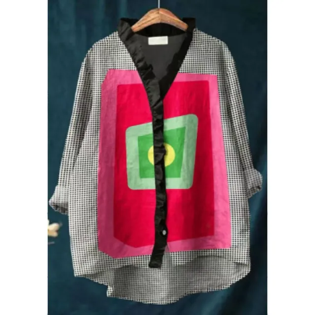 Women's Loose Print Crew Neck Casual Plus Size Shirt Melcs/25 - Shop at LoveMi