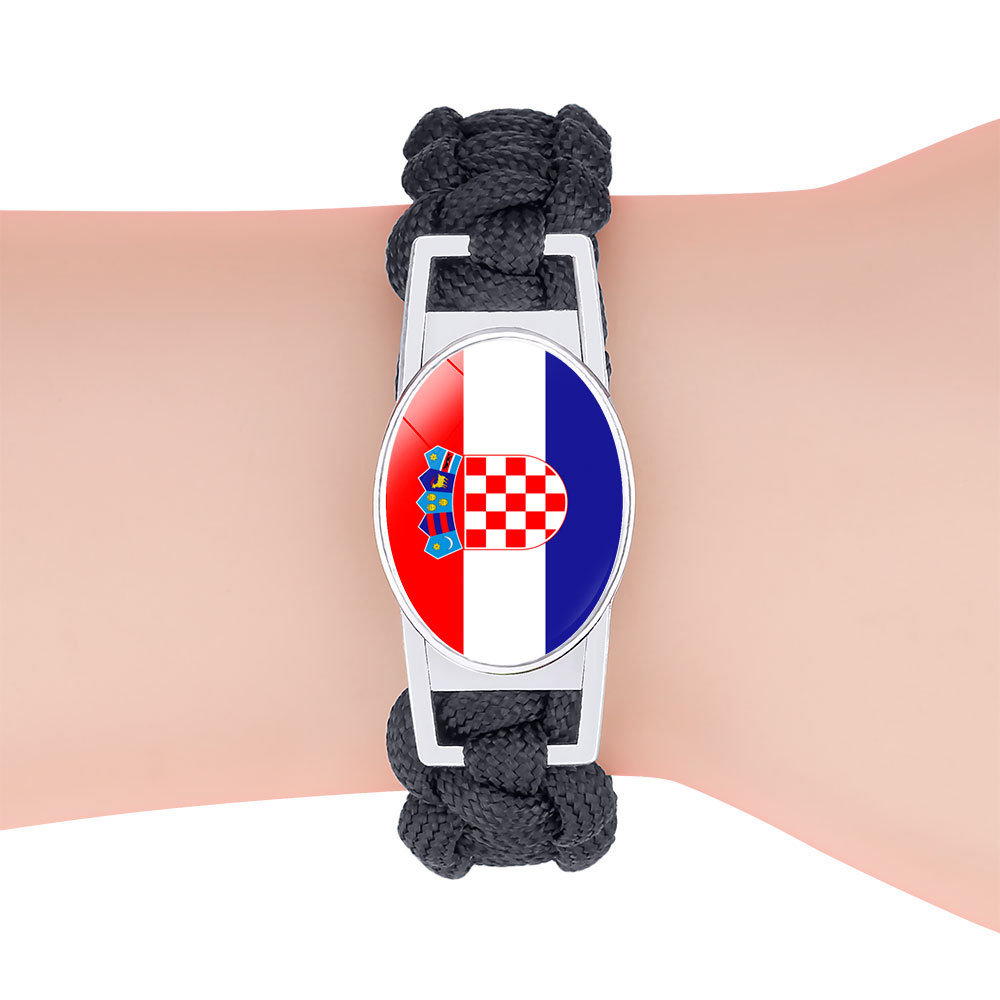 Flag-pattern Woven Adjustable Paracord Bracelet