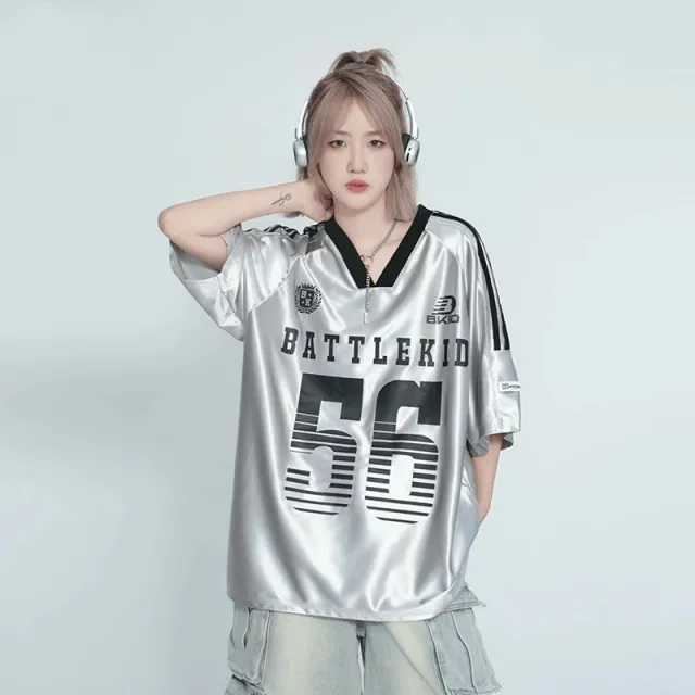 V neck Raglan Sleeve Ice Short Sleeve T shirt Casual Sports Jersey Silver - Shop at LoveMi