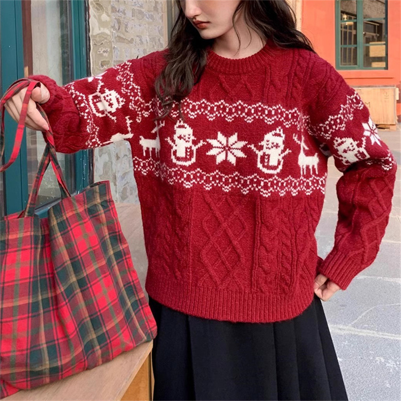 Korean Retro Christmas Atmosphere Silk Sweater