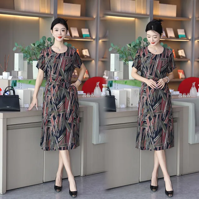 Oversized Loose fitting Pattern Print Short Sleeve Dress Women 15Color - Shop at LoveMi