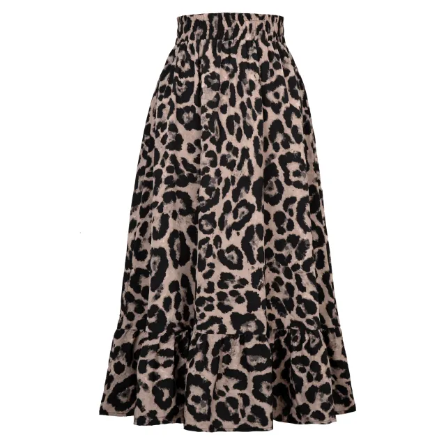 Women's Leopard Print High Waist Skirt Gray - Shop at LoveMi