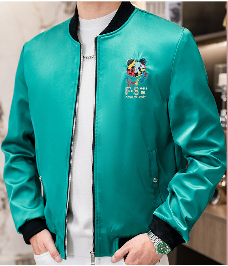Men's Fashion Casual Embroidered Coat Jacket Top
