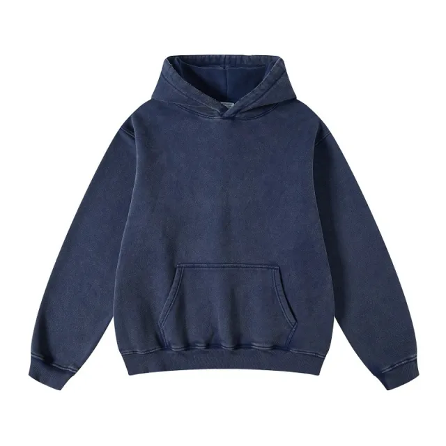 Women's Loose Retro Fleece Hooded Sweatshirt Sapphire Blue - Shop at LoveMi