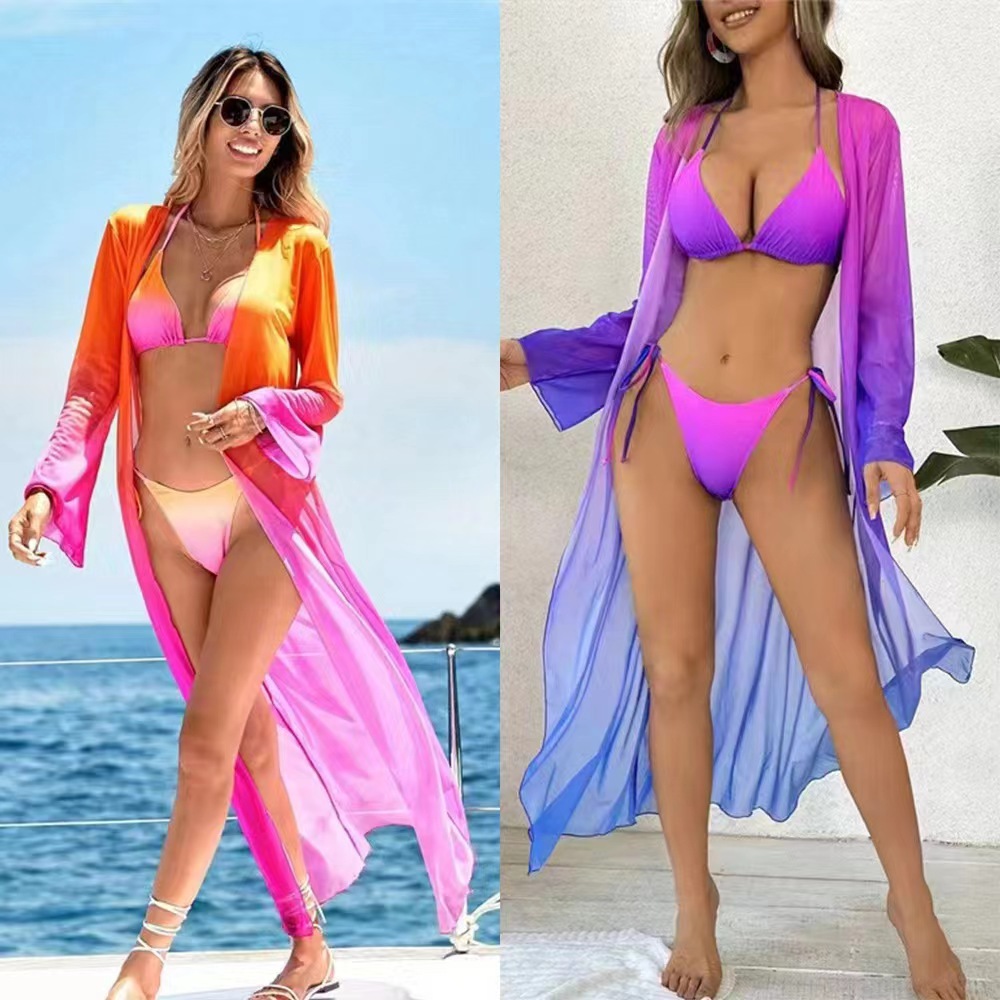 Cross-border Bikini Three Piece Swimsuit Women's Sexy Three-point Gradient