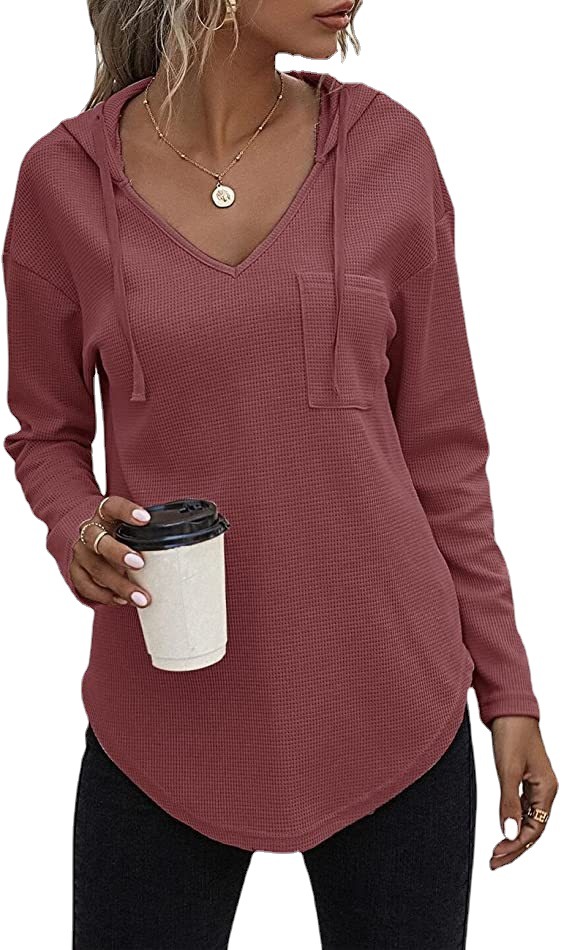 Women's Fashion Casual V-neck Long Sleeve Hoodie