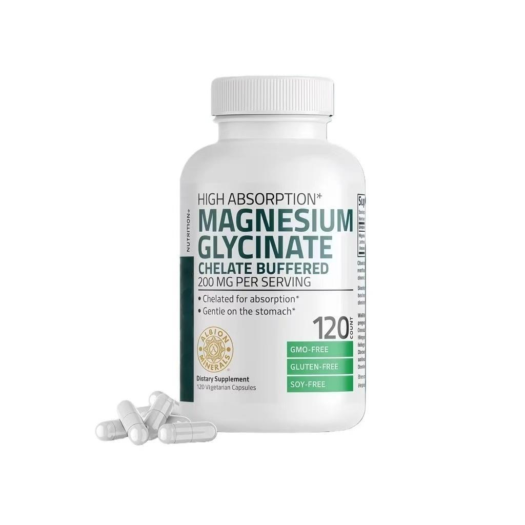 Magnesium Glycinate Supplement Capsules In A Bottle
